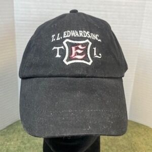 TL‎ Edwards Inc Embroidered Black Baseball Cap Anvil Cotton Adjustable